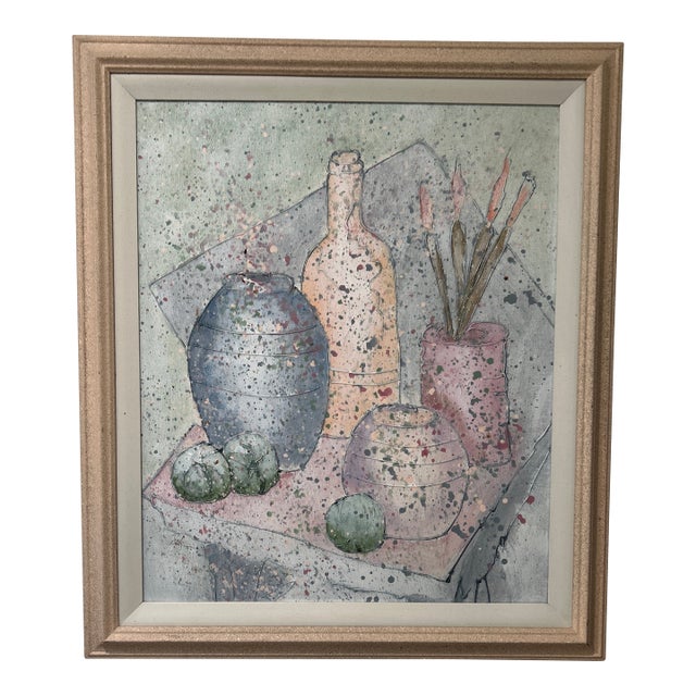 Vintage Textured Painting on Canvas Artist Signed Framed For Sale