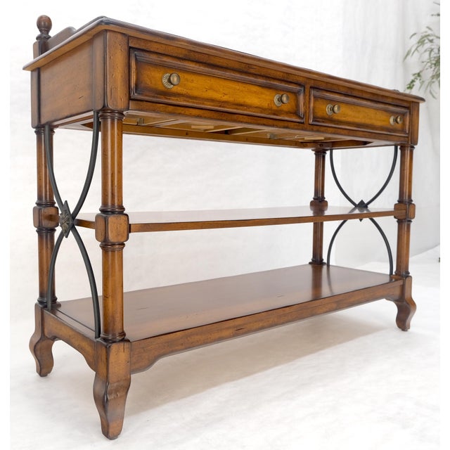 Liz Clairborne Spanish Colonial 2 Drawers 3 Tier Fruitwood Sideboard Server MINT For Sale - Image 10 of 18
