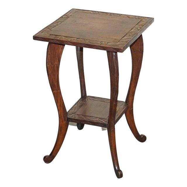 Hand Carved Occasional Side End Lamp Wine Table from Libertys London, 1950s For Sale