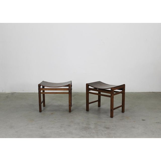 Set of Vintage Stools in Oak Wood by Giuseppe Rivadossi, 1970s For Sale - Image 6 of 16