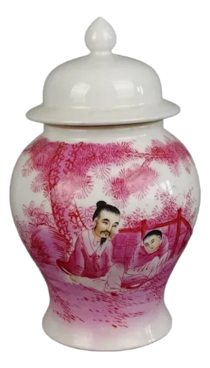 Chinese Vintage Ceramic Pot,Qing Dynasty Xianfeng Marked Famille Rose Porcelain Ginger Jar Hand Painted Figures Pattern