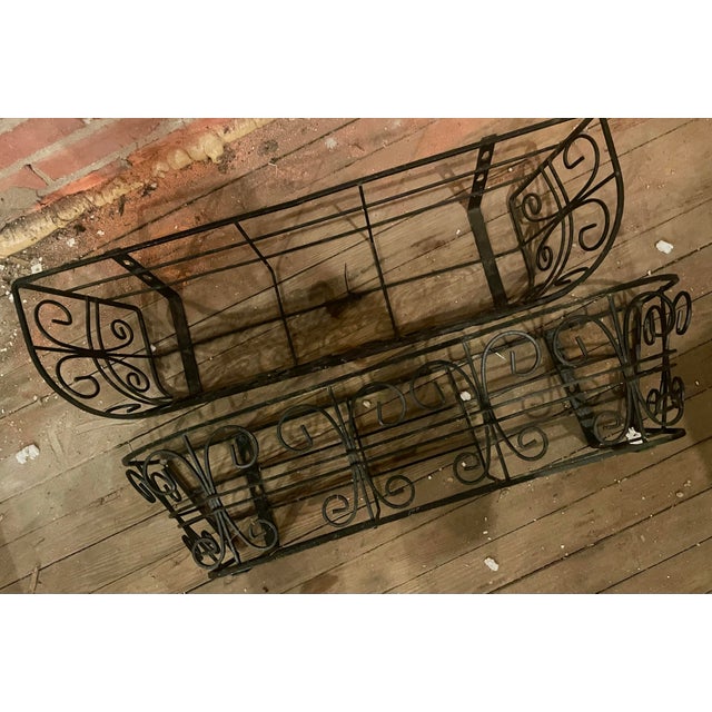 Mid-20th Century Wrought Iron Wall Planters, Pair of Decorative Boxes For Sale - Image 6 of 12