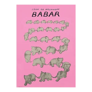 2017 Jean de Brunhoff 'Babar The Pink Carousel Pack of 50' Contemporary Pink,Brown France Offset Lithograph