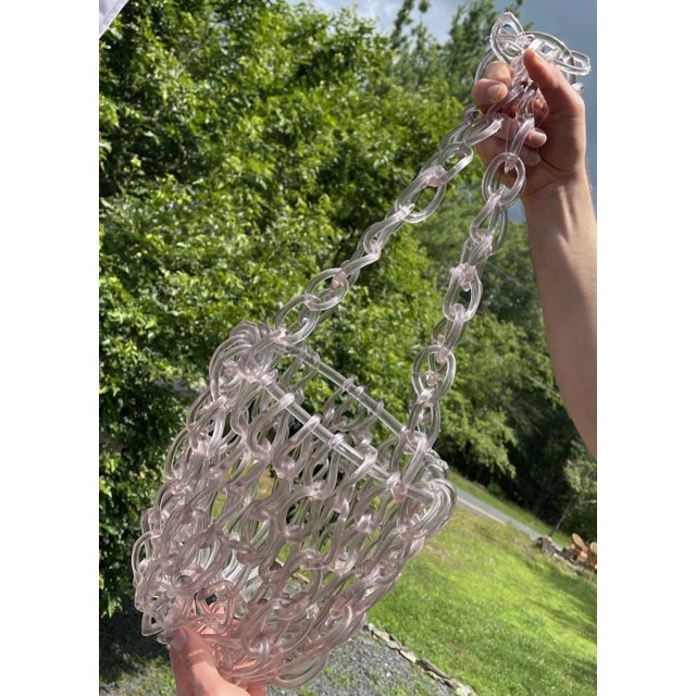 Rare Fine Antique 19th C. Victorian Free Blown Glass Whimsy Hanging Chain Basket For Sale - Image 16 of 18
