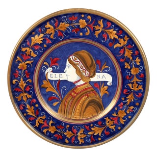 Hand-Painted Luster Majolica Plate by Elena R. Paffi for Gualdo Tadino, 1960s For Sale