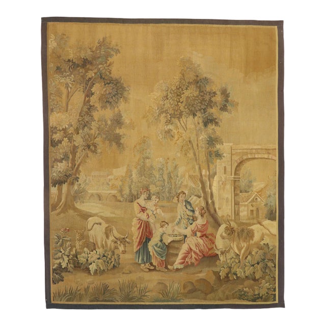 Antique French Aubusson Pastoral Tapestry - 07'06 X 09'00 For Sale