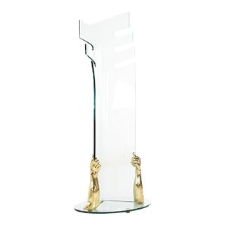 Contemporary Glass and Brass Hands Coat Rack For Sale