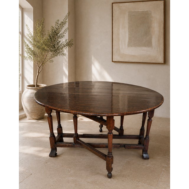 Rustic 17th Century William & Mary Oak Gateleg Dining Table from Elaine Phillips Provenance, 1690 For Sale - Image 3 of 16