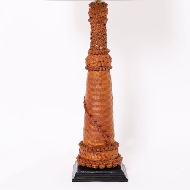 Nautical Pair of Vintage Table Lamps Wrapped in Rope For Sale - Image 3 of 6