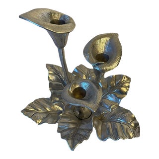 Vintage Arthur Court Aluminum Calla Lily Candleholder For Sale