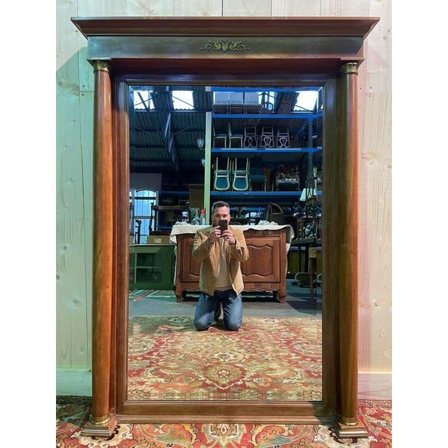 Gold Empire Mirror with Double Columns For Sale - Image 8 of 8