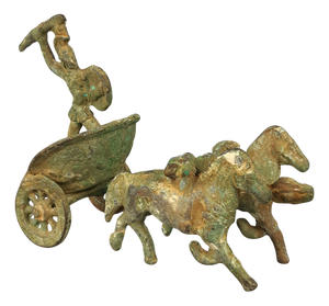 Bronze Sculpture of Roman Warrior with Chariot and Horses, 1890s