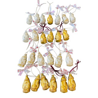 25 Boho Silver Gold Santas Christmas Ornaments 1990 Vintage For Sale