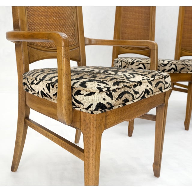 Cane Tall Back Pecan Mid-Century Modern Chairs - Set of 6 For Sale - Image 10 of 12