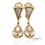 Contemporary 18k Yellow Gold 0.50 Ct Natural Diamond and Mother of Pearl Omega Back Earrings, Pair For Sale - Image 3 of 14