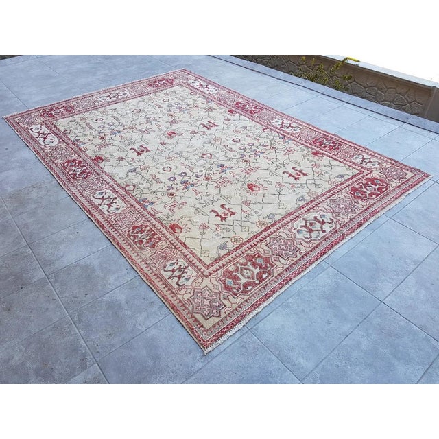 Vintage Pastel Floral Wool Rug, 1960s For Sale - Image 9 of 10