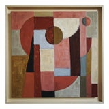 Construction Intime, Contemporary Abstract Geometric Oil Painting Framed by Sophie Dumont For Sale