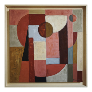 Construction Intime, Contemporary Abstract Geometric Oil Painting Framed by Sophie Dumont
