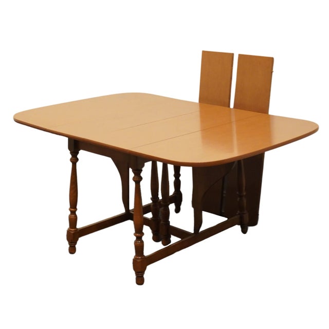 Wood High End Vintage Solid Hard Rock Maple Colonial Early American Style 82" Butterfly Drop Leaf Dining Table For Sale - Image 7 of 11