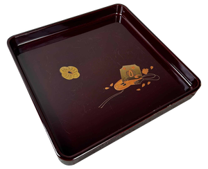 Taishō Era Wooden Lacquerware Maki-E Tray, Japan, 1920s