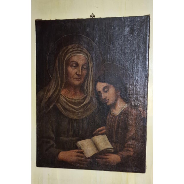 The Education of the Virgin or Saint Anne Teaching Mary to Read, Early 19th Century, Oil on Canvas, in Flawless...