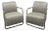 Pair of Modern Tubular Metal Frame Lounge Chairs For Sale