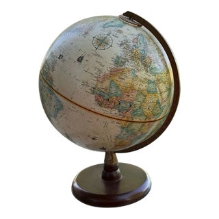 Vintage Replogle 12" World Classic Desktop Globe Wood Base For Sale