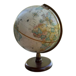 Vintage Replogle 12" World Classic Desktop Globe Wood Base