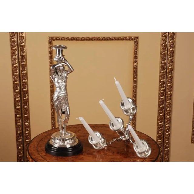 Finely engraved and silvered bronze. Full plasticised, masculine historical Egyptian representation. (T-Mr-20-Bas). Wear...