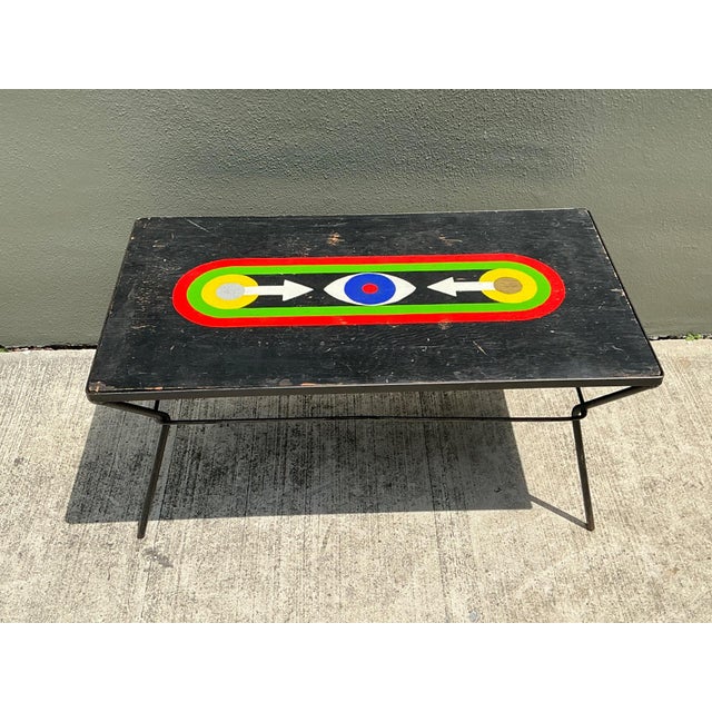 Vintage Geometric Painted Wood Table For Sale - Image 17 of 18