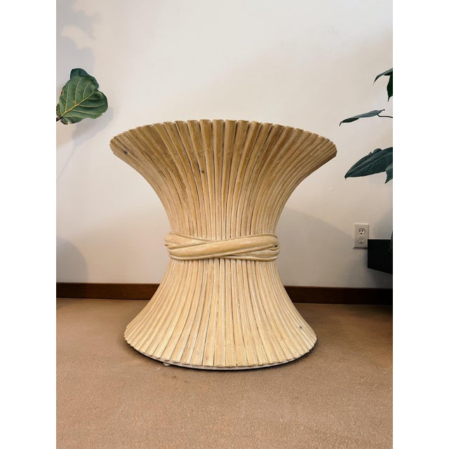 1970s 1970s 'Sheaf of Wheat' Stacked Rattan End Table Attributed to McGuire For Sale - Image 5 of 11