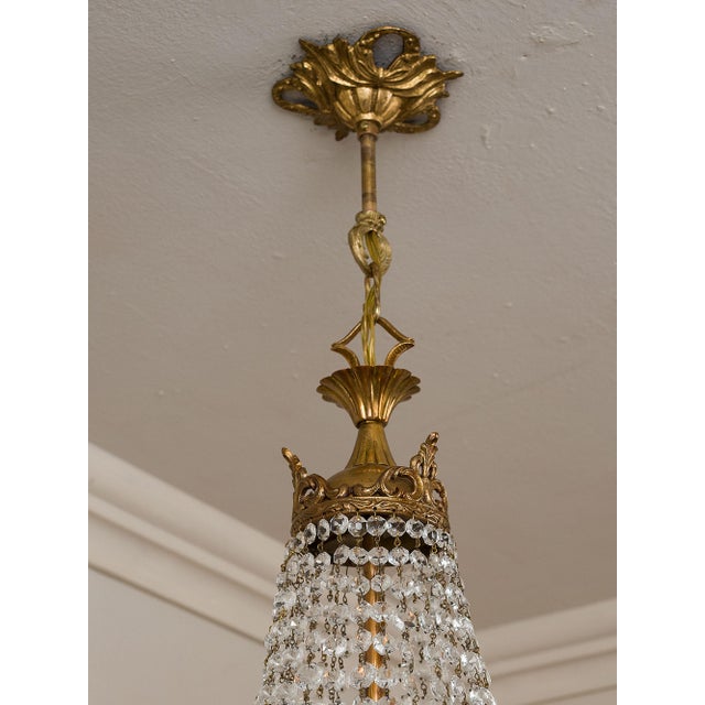 Italian Empire Style 12-Light Chandelier in Brass, Crystal and Cut Glass, 1940s For Sale - Image 10 of 15