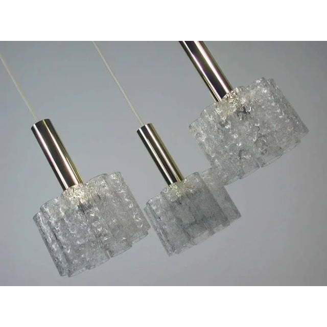 German Cascading Textured Glass and Brass Chandelier from Doria For Sale - Image 6 of 11