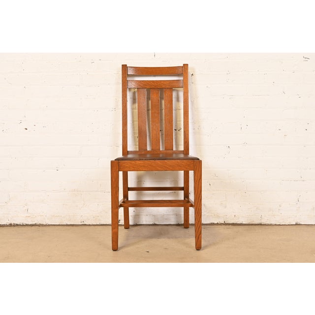 An exceptional antique Mission or Arts & Crafts period desk chair, side chair, or dining chair In the manner of Stickley...