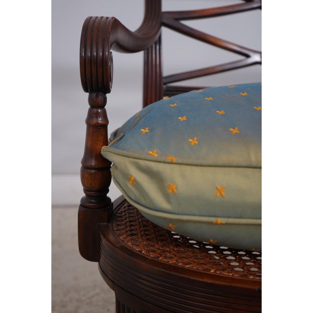 Theodore Alexander Mahogany Regency Cane Seat Settee For Sale - Image 13 of 18