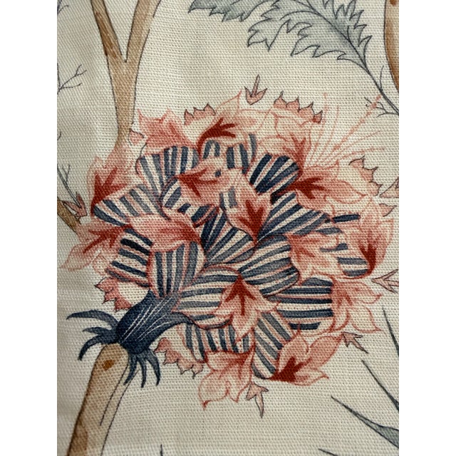 Zoffany pattern sold by Sanderson in Wallichi Faded in Madder/ Indigo color way. Linen fabric has a white background with...