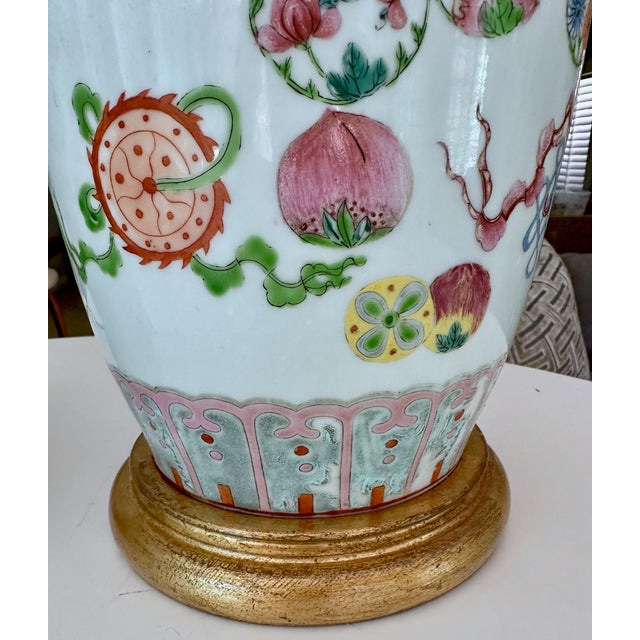 Pair 19th Century Chinese Marbro Famille Rose Porcelain Table Lamps For Sale - Image 11 of 18