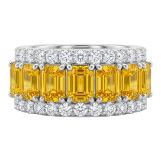 Natural Yellow Sapphire 3.30cts & Diamond 0.75cts Ring in 14k Gold For Sale