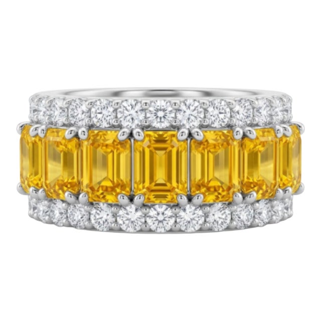 Natural Yellow Sapphire 3.30cts & Diamond 0.75cts Ring in 14k Gold For Sale
