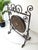 Large brass mid 20th century dinner gong with mallet on grey painted wrought iron stand. gong diameter 22". In good...
