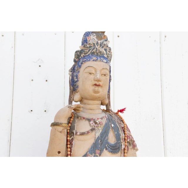19th Century Antique Polychrome Quan-Yin Statue For Sale - Image 5 of 13