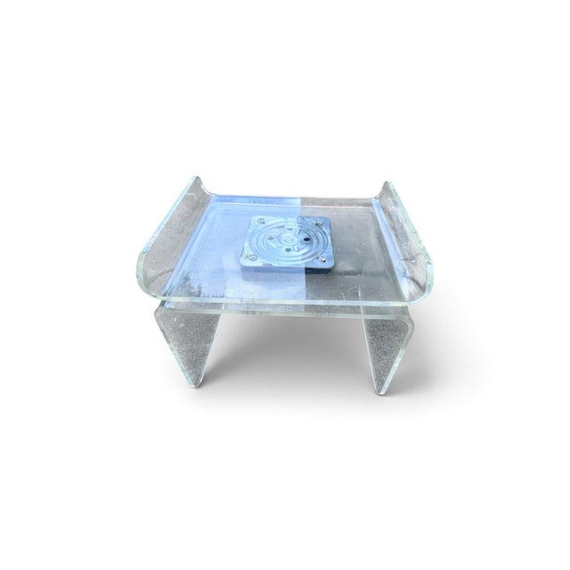 Mid-Century Modern Attributed to Charles Hollis Jones Lucite 1970s Waterfall Swivel Bench or Ottoman For Sale - Image 3 of 17