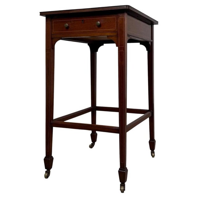 19th Century English Mahogany Side Table with Satinwood Inlay For Sale - Image 10 of 13