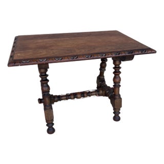 Antique Walnut William and Mary Style Turned Leg Small Sized Side Table, Circa 1920's For Sale