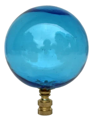 Oversized Blown Glass Lamp Finial in Aqua Blue