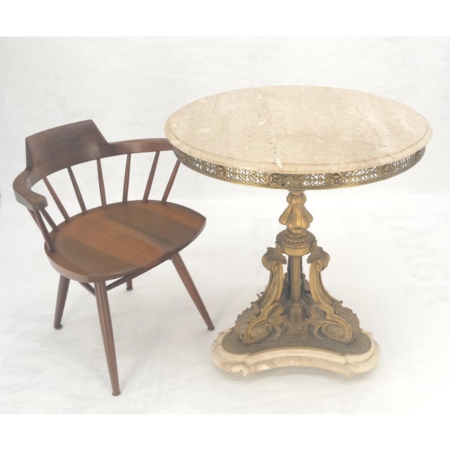 Metal Marble & Bronze Base Fine Gueridon Side End Lamp Stand Mint For Sale - Image 7 of 11