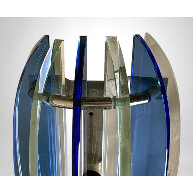 Late 20th Century Veca for Fontana Arte Pair of Italian Wall Sconces Steel and Seven Crystal For Sale - Image 9 of 18