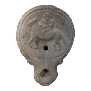 Ancient Antique Roman Terracotta Soldier on Horse Oil Lamp Vessel Egypt 4"