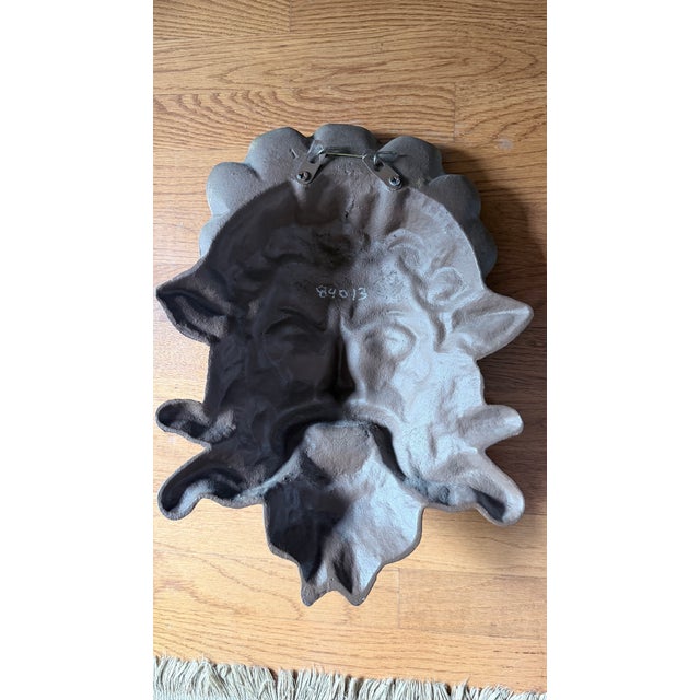 Charcoal Mythological Gilded Cast Iron Neptune Architectural Wall Plaques - A Pair For Sale - Image 8 of 12