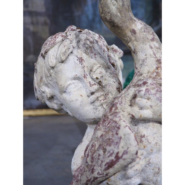 A French 19th Century Painted Cast Iron Fountain Figure, ‘Enfant Au Canard’ For Sale In Dallas - Image 6 of 18